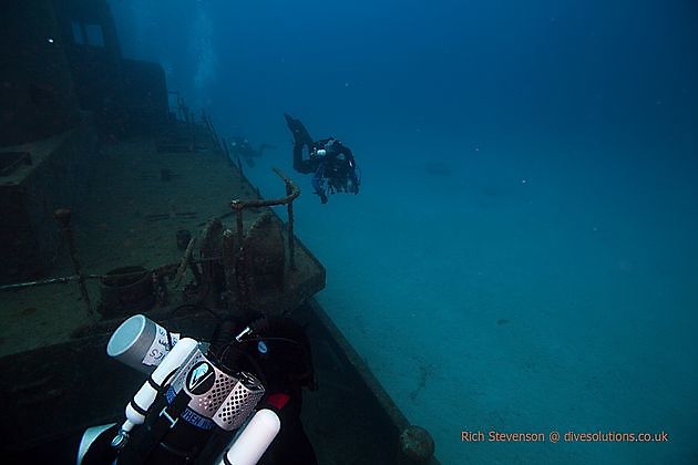 Rebreather Diver on the Texan Wreck Rebreatherpro-Training