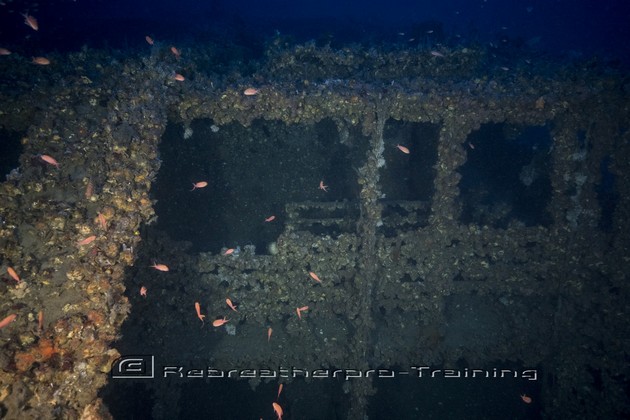 BSAC diver on the wreck of HMS Audacious Rebreatherpro-Training